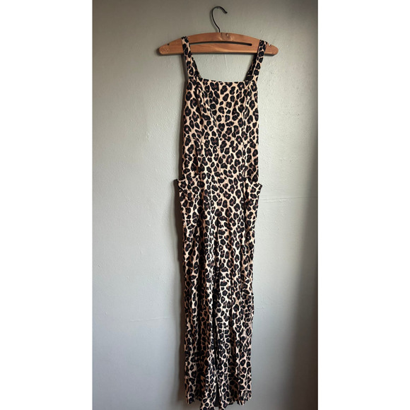 Band of Gypsies Womens Jumpsuit Leopard Print Belted Wide Leg Tan Black Brown S - Picture 2 of 6